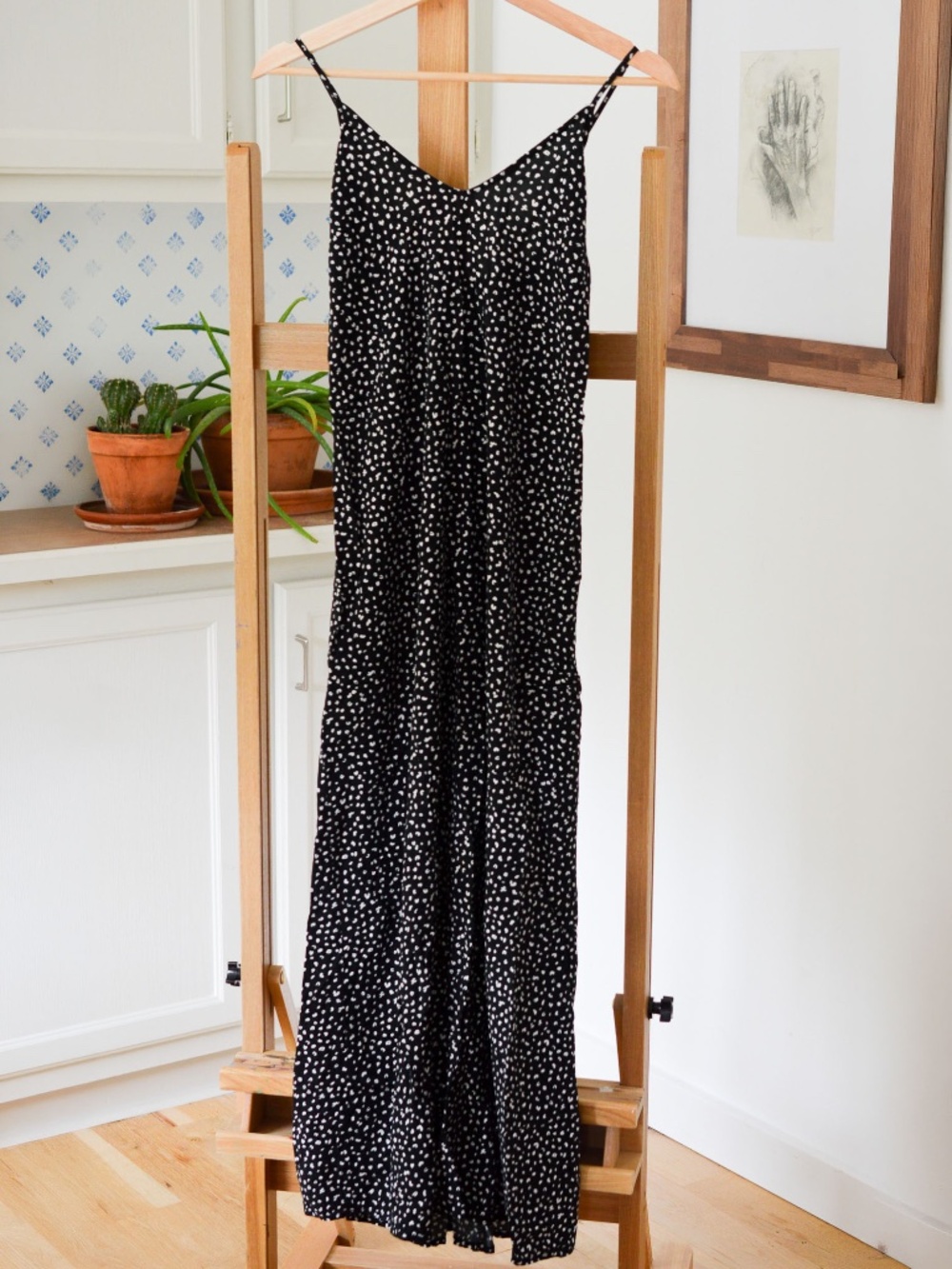 Polka dot Print V-Neck Cami Maxi Dress